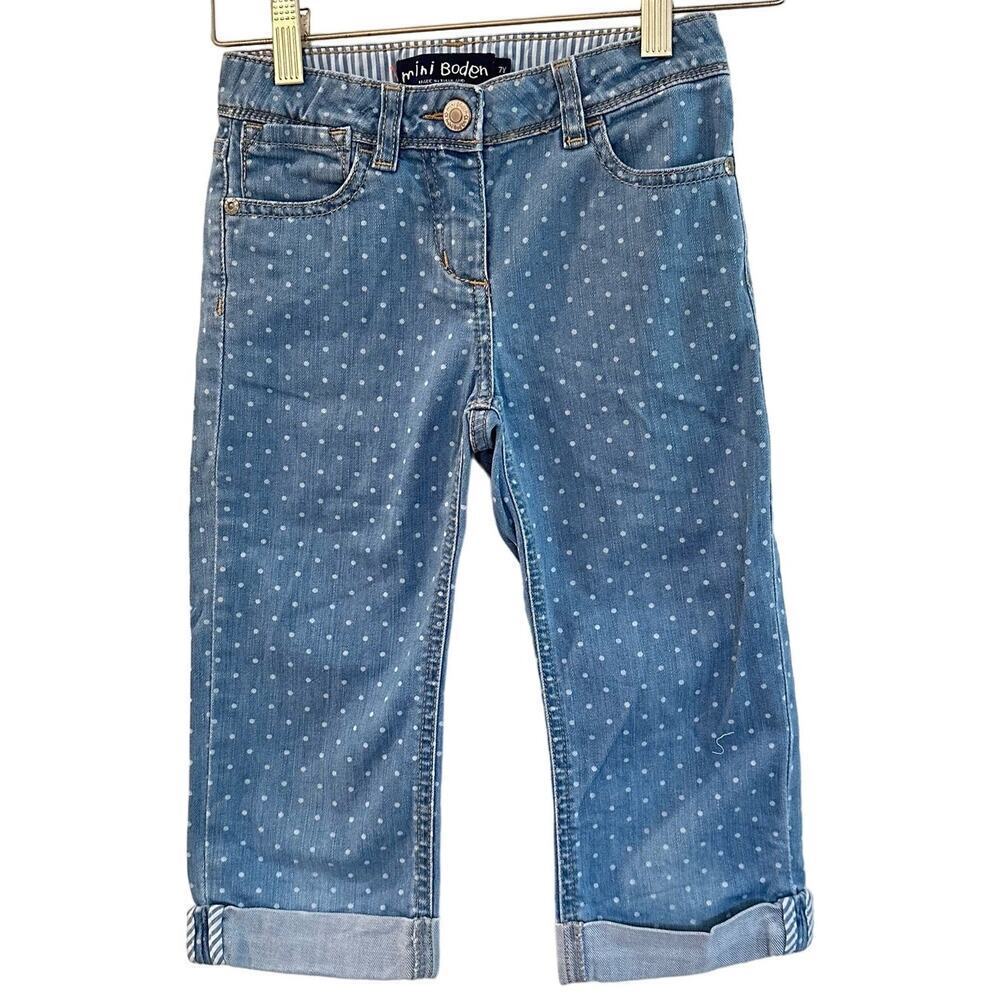Mini Boden Capri Jeans sz 7 Girls Cropped Polka Dot Jeans